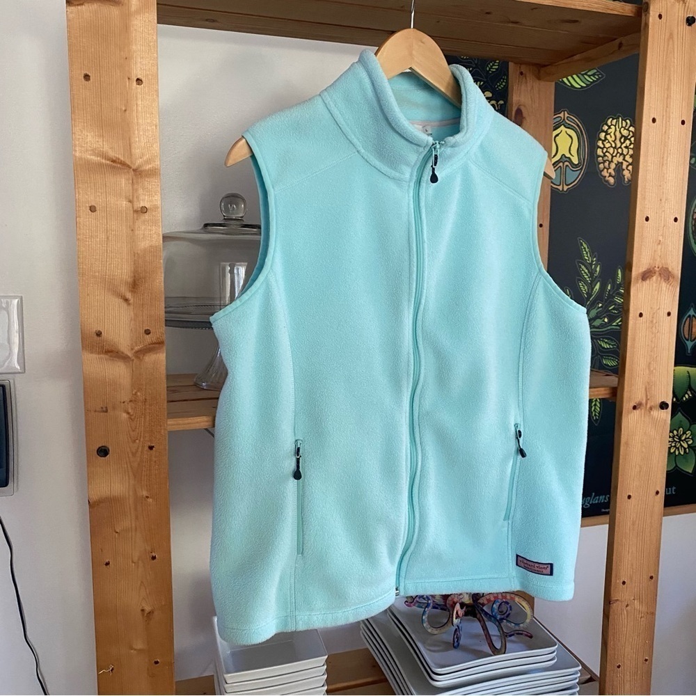 Vineyard Vines Light Blue Fleece Full Zip Vest Large - Picture 4 of 15